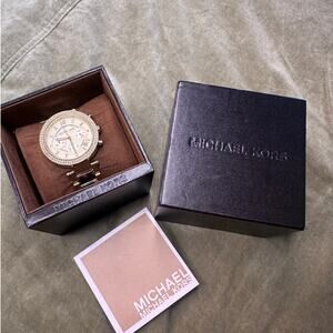 Michael Kors Parker Gold-Tone Tortoise Acetate Watch Womens